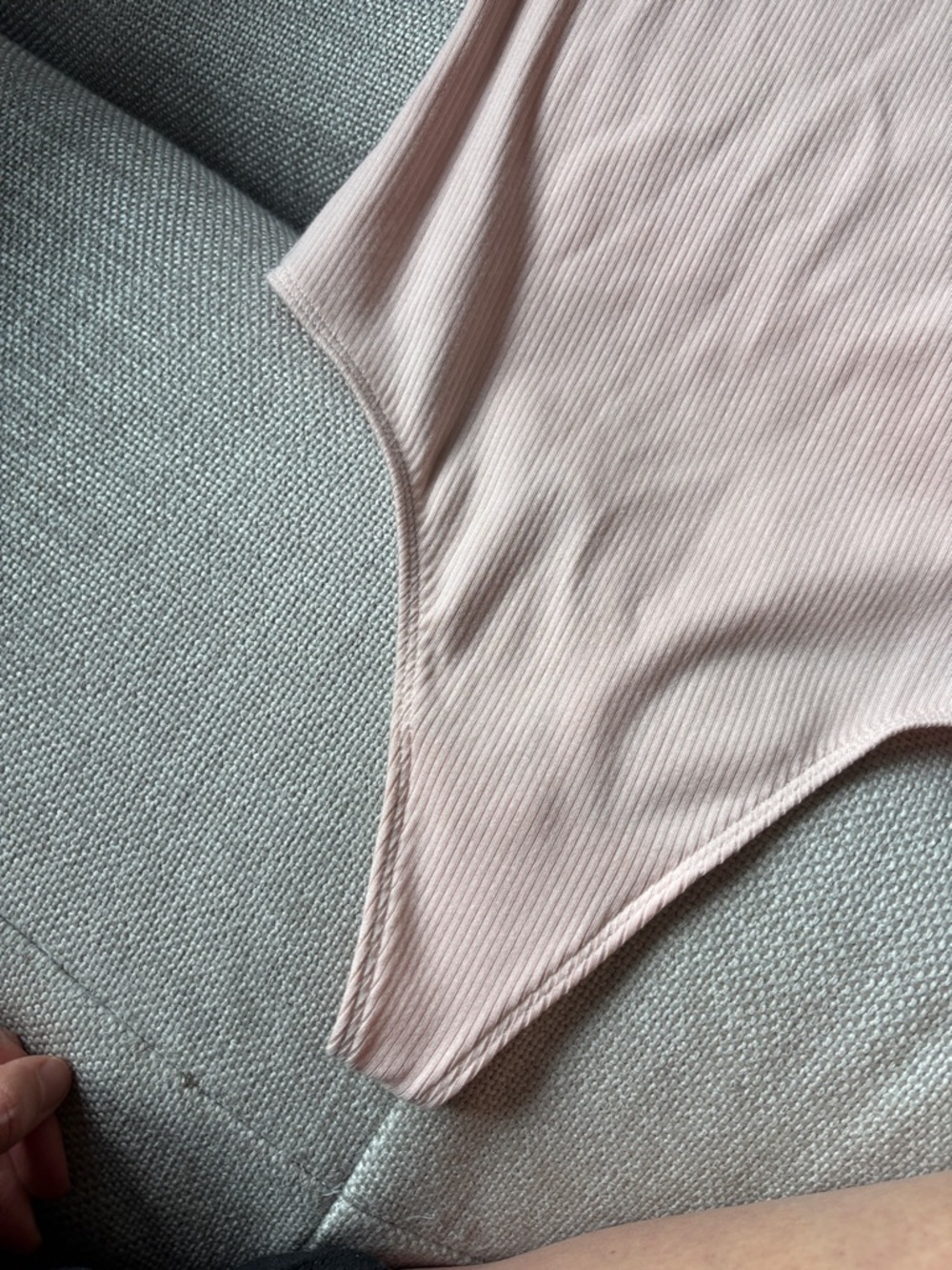 Sunday Best Soft Pink Ribbed One-Piece with Ruffle Straps - Picture 7 of 8